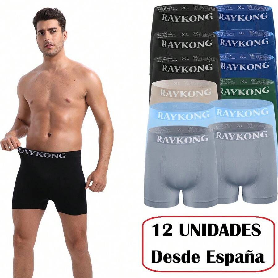 Pack 12 Calzoncillos para hombre , corte ajustado al cuerpo. Confeccionados en una sola pieza de nylon elástico y transpirable, sin etiquetas. Suaves para la piel y cómodos para moverse. - Multicolor - Ver 1