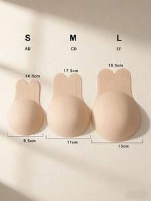 1 Pair Reusable Rabbit Ear Seamless Nipple Covers, Invisible Lift Breast Petals, Non-Slip Stable Anti-Shift, Solid Color Minimalist Lingerie Accessory, Hand Washable, Easy To Clean And Maintain - Beige - View 4