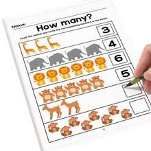 1pc Children's Math Activity Book, Helps Kids Recognize Numbers And Learn Counting. Number Tracing And Counting Exercises, Comprehensive Preschool Math Workbook. Cute Cartoon Patterns Add Fun. Ideal Gift For Birthdays And Christmas. - Multicolor - View 2