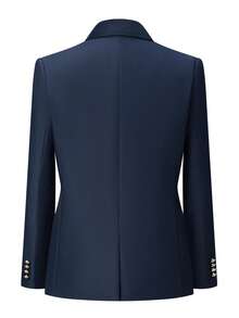 Men's Casual Lapel Neck Solid Color Long Sleeve Blazer, Business Commute Versatile, Daily Office, Gathering, Spring/Autumn - Navy Blue - View 4