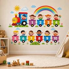 1pc Educational Wall Sticker, Alphabet Train Pattern Self-Adhesive Wall Decal, Bedroom Entryway Living Room Hallway Home Decor Wall Sticker, Removable Sticker, School Wall Decoration - HG23 - View 4