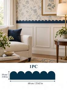 SUPSTICKER ملصق حائط بحافة موجية، ملصق حائط PVC ذاتي اللصق بحافة موجية، 3.94*23.62 بوصة، ديكور المنزل وغرفة المعيشة والنوم - قطعة واحدة - مشاهدة 16
