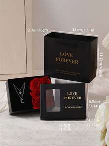 New Creative Valentine's Day Gift Ring Necklace Rose Flower Jewelry Box, Window Gift Box, Window Soap Flower Jewelry Box, Suitable For Anniversary, Birthday, Wedding, Valentine's Day, Christmas, Mother's Day (Necklace Not Included) - Multicolor - View 3