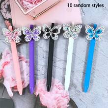5/10pcs Multi-Color Butterfly Ballpoint Pens, Butterfly Decorated Ballpoint Pens, Cute Click Ballpoint Pens, Random Styles, Pens, Office Supplies, School Supplies. - A - View 7