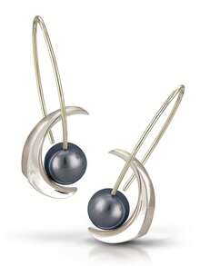 Gmzalx Women's Elegant Faux Pearl Earrings, Minimalist Style, Unique Design Jewelry - Silver - View 1