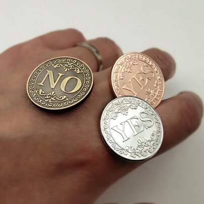 YES Or NO Decision Coin, Vintage Metal Antique Bronze Double-Sided 3D Embossed Yes/No Challenge Coin, Lucky Flip Decision Coin, Exquisite Pattern Collectible Commemorative Coin, Adult Party Magic Gift, Christmas Stocking Stuffer And New Year Gift
