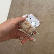 Cute Autumn Flower Rabbit With Decorative Pendant Earphone Case Compatible With Apple 5/ 4 Cute Earphone Cover Apple 2nd Gen 3rd Gen New Protective Case Pendant Airpodspro 3 Korean Style Earphone Case Pro 2 Girls Earphone Case Protective Cover - Pale Yellow - View 8