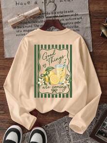 Tween Girl 1pc Printed Long Sleeve T-Shirt, Suitable For Tween Girls' Autumn/Winter Tops, Young Student Children's Clothing, Suitable For Outerwear And Layering - Apricot - View 1