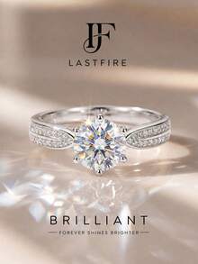 1pc Moissanite Ring, 1 Carat Sparkling 6-Prong Star Style, Suitable For Women's Engagement And Daily Wear - Six-claw Moissanite Ring-1CT - View 2