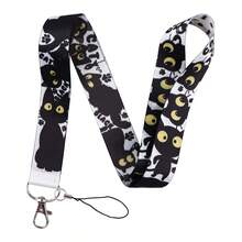 1 Piece Cute Cartoon Cat Lanyards, 4 Styles Kitty Print Neck Strap With Metal Clasp For ID Badge Phone Key Office School Work - Multicolor - View 13