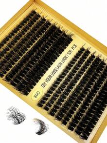 320 Clusters 10 Rows Individual Eyelash Extensions 60D 80D 100D Cluster 8-16MM Fluffy D Curl Eyelash Extension Eyelash Clusters DIY At Home - D - View 6