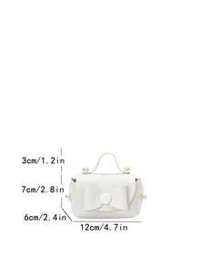 Candy Girl Mini Handbag, Coin Purse, Pearl Square Clutch, Bowknot Cute Bag - Beige - View 2