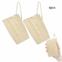2PCS Exfoliating Body Scrubber Natural Loofah Sponge, Shower Sponge For Body Organic Body Loofah For Smooth Skin, Ideal Shower Scrub For Men & Women, Beige - Yellow - View 9