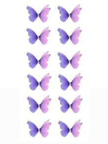 24/12/6pcs (Random Color) Women's Gradient Double-Layer Crystal Tulle Bow Diamond Hair Clips, Cute Princess Hair Accessories - Purple Pink - View 3