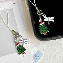 1pc Christmas Holiday Phone Chain Pendant, Christmas Tree Phone Charm, Personalized Creative Couple Style, Universal Smartphone, Personalized Pendant CCD Camera Keychain - Multicolor - View 2