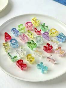 20Pcs Random Styles Iridescent Clear Large Hole Acrylic Alphabet Letter Beads,DIY Name Beads For Keychain Phone Chain Bracelet Jewelry Making Handcraft Supplies - Multicolor - View 7