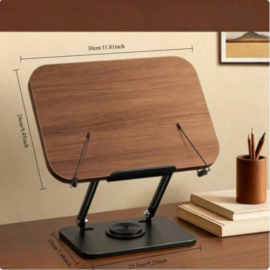 1pc 360° Rotating Foldable Reading Book Stand, Adjustable Height & Angle With Page Holder, Hands-Free Cookbook Tablet Holder, For Kitchen Office School, Back To School Gift - Multicolor - View 1