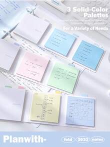 Planwith Accordion-Style Sticky Notes Portable 4-Color Inner Pages Note Memo Paper Marker Tabs Foldable Notebook - one-size - View 3