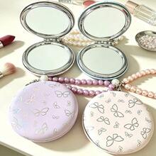 1pc Butterfly Folding Portable Mini Makeup Mirror, Double-Sided Desktop Mirror, Luxury Style Gift - Multicolor - View 4