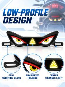 1 Set Demon Eye Dynamic LED Decorative Light, 12V Universal Motorcycle Electric Scooter License Plate Shaped Decorative Light, Vehicle Rear Auxiliary Atmosphere Light Accessory, Battery Not Included - Basic Edition - View 8