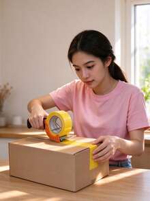 1pc Heavy Duty Tape Dispenser With 30m Tape, One-Handed Operation Carton Sealing Tool And Cutter, Ergonomic Packaging Tape Gun, Suitable For Shipping, Moving, Warehouse, Packaging - Multicolor - View 3