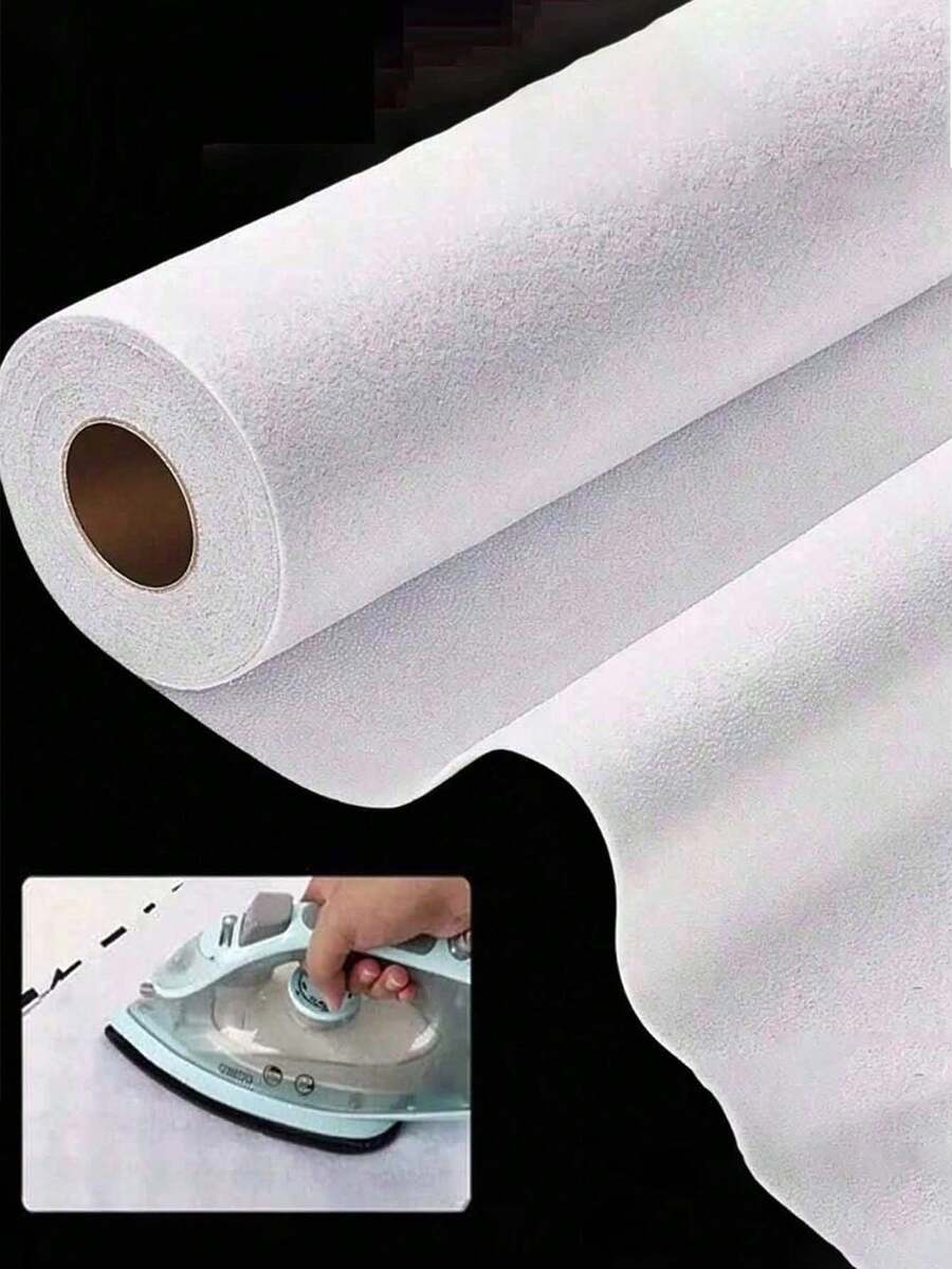 1 Roll, Iron-On Fusible Interfacing, For Sewing, Crafts, Quilting - 12 Inch*5 Yard - Non-Woven Iron-On Fusible Fleece, Single-Sided Adhesive Foam Stabilizer, White, For DIY Handbags, Home Decor - Multicolor - View 1