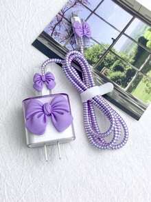 5/6pcs/Set Bowknot Apple Phone Charger Protector Case, Data Cable Organizer Bag - Multicolor - View 11