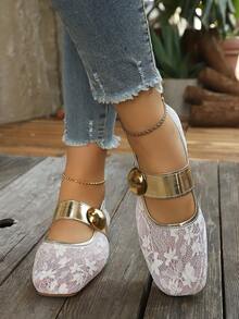 Women's Fashion Mesh Embroidered Comfortable Lightweight Versatile Daily Commute Flat Shoes - White - View 3