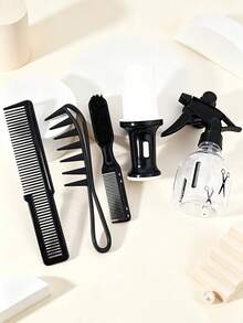 5pcs Professional Hair Salon Styling Set, Multi-Function Hair Brush And Spray Bottle, Wide Tooth Comb, Hair Comb, Styling Tools - Multicolor - View 5