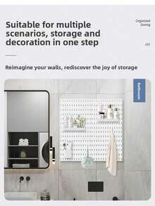 1/2/3/4/6pcs Wall-Mounted Pegboard Storage Rack, Easy Installation, Thickened Wall-Mounted Design, PP Material, Size 11.02" X 11.02", Multiple Accessories Available, Free DIY, Efficient Storage Space-Saving, Suitable For Bathroom, Kitchen, Living Room, Office. Plastic Pegboard, Modular Pegboard Storage System, Can Be Used In Home, Office, Craft Room, Game Room And Other Scenarios. - Multicolor - View 5