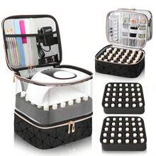 Nail Polish Storage Rack - Holds 30 Bottles (15ml - 0.5 Fl.Oz), Nail Polish Storage Rack With Tool Storage Bag, Double Layer Nail Polish And Nail Dryer Storage Rack - Black - View 7