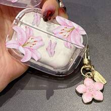 Transparent Butterfly Lily Flower Compatible With Apple Pro 2nd Gen Wireless Bluetooth Earphone Case Pro Soft Minimalist Unisex Protective Shell 2nd 3rd Gen Girl 4th Gen Protective Shell - Pink - View 5