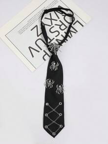 1pc Women's Fashion Rhinestone Spider Web Decor Simple Tie, Suitable For Party, Holiday, Outing Matching - Multicolor - View 6