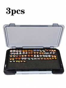 Earring Storage Box Small Jewelry Box Earring Pendant Storage Organizer Sponge Hole Portable Display Frame - 3pcs Black - View 15