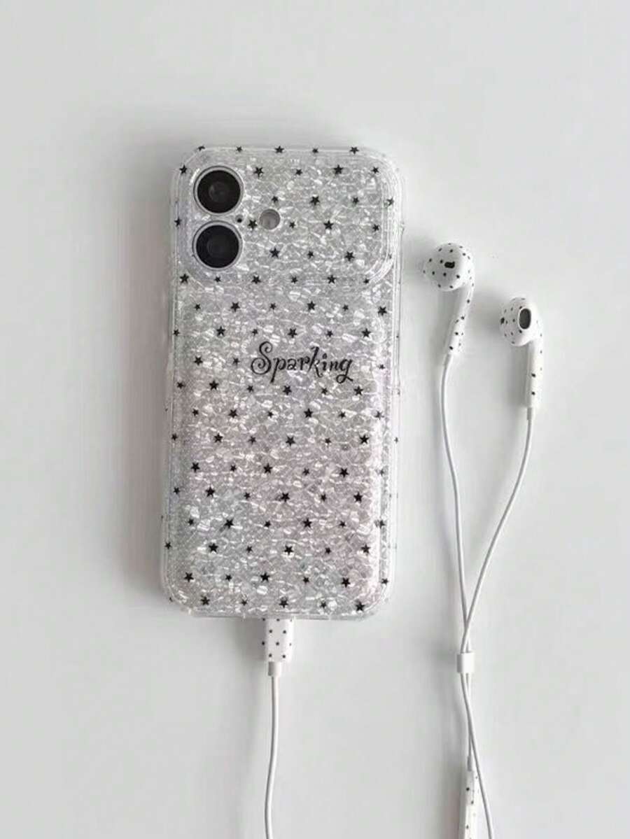 1pc Diamond Texture Full Screen Black Star Blingbling Premium Phone Case Compatible With IPhone 18 Pro Max 18 Pro 17 Pro Max/17 Pro/17/16 Pro/16/16 Pro Max 15 Pro/15 Pro Max/Shockproof IMD Printed 14 Pro/14 Pro Max/14/13 Pro Max/13 Pro/13/12 Pro Max/12 Pro/11/11 Pro Max Protective Cover Unique Design Smooth Texture Popular Holiday Birthday Halloween Gift - Multicolor - View 1