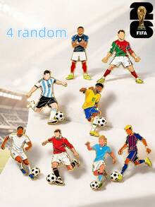 FIFA Football Fan Badge, Zinc Alloy Material, Cartoon Character Silhouette Design, Gold Plated Edge, Fan Accessory, Commemorative Badge, Back To School Decoration, Fan Event Gift, Collectible Accessory - Multicolor - View 16