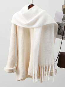 1PC Women's Classic Solid Color Tassel Faux Cashmere Small Size Scarf, Minimalist Design, Elegant And Fashionable, Warm And Soft For Autumn/Winter, Can Also Be Used As A Shawl, Suitable For Daily Wear - Multicolor - View 7