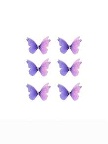 24/12/6pcs (Random Color) Women's Gradient Double-Layer Crystal Tulle Bow Diamond Hair Clips, Cute Princess Hair Accessories - Purple Pink - View 2