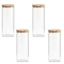 2/4 hũ thủy tinh vuông cao đựng thực phẩm kèm nắp tre, dung tích lớn 1380ml/46.6oz, hộp kín khí bảo quản thực phẩm cho nhà bếp, dùng đựng mì ống, bột ca cao, ngũ cốc và hạt cà phê - Xem 10