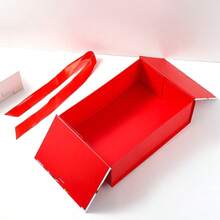 Flat-Style Double-Opening Folding Christmas Gift Box, Christmas Red Bow Top And Bottom Lid Gift Box, Christmas Eve Chocolate Packaging Empty Box, Holiday Gift-Giving Souvenir Box - Multicolor - View 7