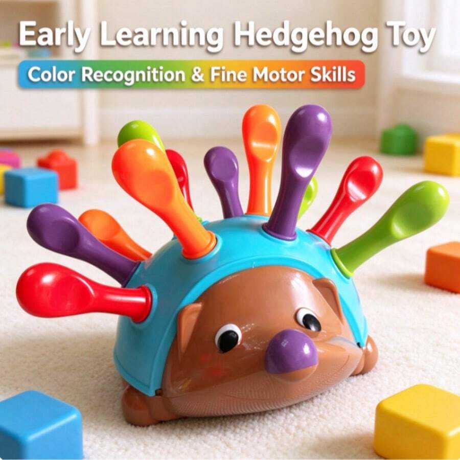 1 món đồ chơi phân loại và ghép màu hình nhím - trò chơi cắm thanh dài, phát triển kỹ năng vận động tinh, đồ chơi giáo dục cảm giác học sớm, trò chơi xếp chồng động vật dễ thương cho trẻ chập chững và trẻ em