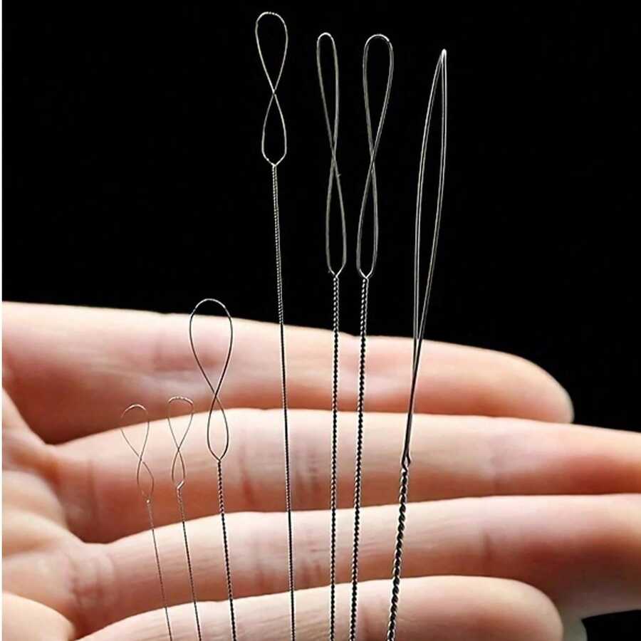 0.15-0.7mm Mixed Twisted Needle With Needle Tube, Ultra-Fine Beading Tool, Steel Wire, Handmade DIY Jewelry Making - Multicolor - View 1