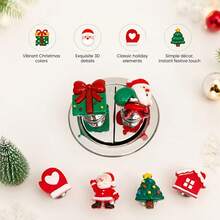 2pcs Christmas Toilet Flush Button, Christmas Tree Creative Bathroom Water Tank Switch Button, Cute Toilet Sticker - Christmas - View 8