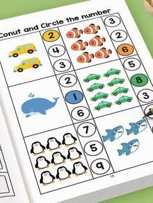 Educational Children's Basic Math Practice Material, Kindergarten Number Learning Workbook, Covering Counting, Number Tracing, Subtraction, Shape Statistics, Place Value Exercises, Colorful Cute Cartoon Design, Simple And Easy To Understand Math Exercises, Preschool Early Education Learning Material, Suitable For Home Enlightenment Practice, Party Favors, Desk Decoration, Perfect Holiday Birthday Gift For Young Boys And Girls - Multicolor - View 3