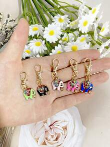 4/8pcs Colorful Rhinestone Elephant Metal Keychain, Colorful Oil-Drip Rhinestone Elephant Pendant, Lobster Clasp Bag Backpack Charm, Cute Animal Accessory, Birthday Gift, Holiday Favor, Daily Carry Decoration Gift (Random Color Rhinestone) - Multicolor - View 6