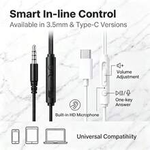 Earphone Jepit Terbuka Berkabel | Pas Tanpa Tekanan di Telinga dengan Konektor Ganda 3.5mm & Type-C, Mikrofon HD dan Kontrol In-Line Cerdas, Transmisi Suara Terarah, Universal untuk Olahraga, Bermain Game, Ponsel Pintar & Laptop - View 8