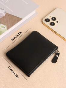 Mini Wallet Front Pocket Wallet Credit Card Holder Scratch-Resistant PU Leather Minimalist Wallet Card, Cash And Key Storage - Black - View 7