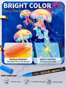Flysea 0.7mm Fine Tip Acrylic Paint Markers (22pcs - Skin Tone/Grey/Blue/Macaron/Glitter/Metallic Series) Fine Tip Markers Suitable For Crafts And Art Supplies, Can Be Used On Plastic, Glass, Metal, Bamboo, Canvas, Rock, Ceramic And Fabric, Christmas Cards And DIY Craft Supplies, Christmas Gifts, Birthday Gifts, Back To School Essential Stationery - Color Scheme - View 8