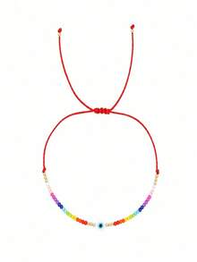 1PC Bohemian Colorful Beaded Bracelet, Adjustable Red String Friendship Bracelet, Lucky Gift - Multicolor - View 6