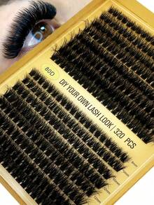 320 Clusters 10 Rows Individual Eyelash Extensions 60D 80D 100D Cluster 8-16MM Fluffy D Curl Eyelash Extension Eyelash Clusters DIY At Home - D - View 3
